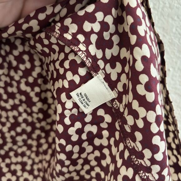 Piamita Burgundy and Cream Floral Silk Blouse - Picture 7 of 8